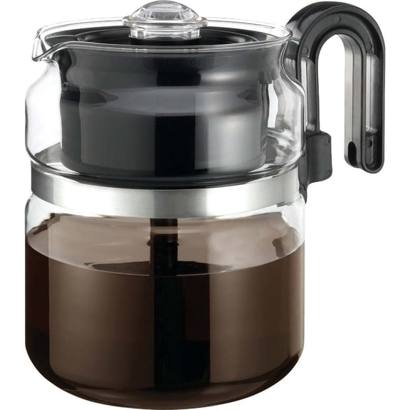 Glass Stove Top Coffee Percolator, 8 Cup, German Made Borosilicate Glass