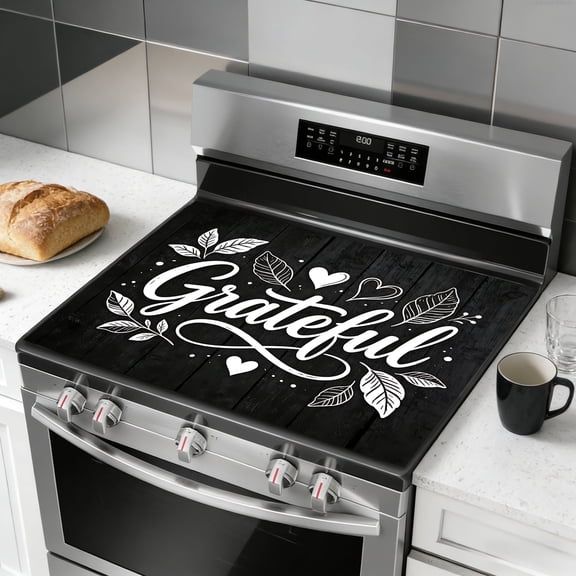 Glass Stove Top Cover 28 x 20 Inch for Electric Stove, Heat Resistant Cooktop Cover, Multipurpose Countertop Protector for Stove/Counter/Washer/Dryer, Anti-Dust, Easy to Clean, Grateful Pattern