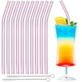 thumbnail image 1 of Glass Straws, 10 Pcs Reusable Glass Drinking Straws, Size 8''x8 MM, Including 10 Bent with 2 Cleaning Brush, Pink Glass Straws Reusable, 1 of 6
