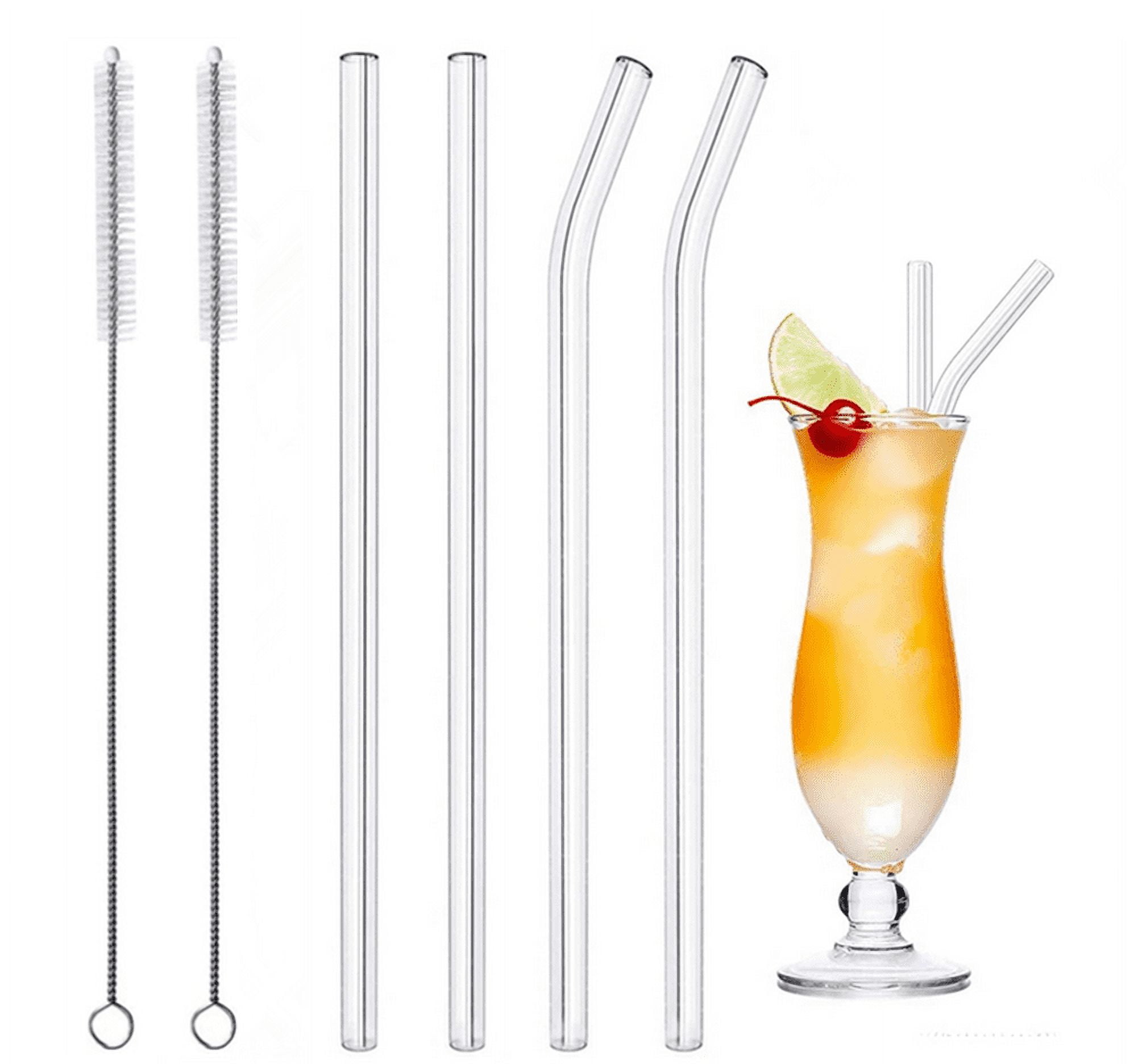 Glass Straws Drinking Reusable: Pink Glass Straw Reusable Glass Straws Bent  Glass Drinking Straws Coffee Straws 8 inch Long Glass Straws Thick for
