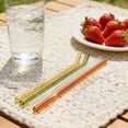 thumbnail image 1 of Glass Straws Set of 4 Reusable Heatproof Food Grade Colored Long Curved Transparent Drinking Straws • Eco Friendly Sip for Coffee Juice Cocktail, 1 of 6