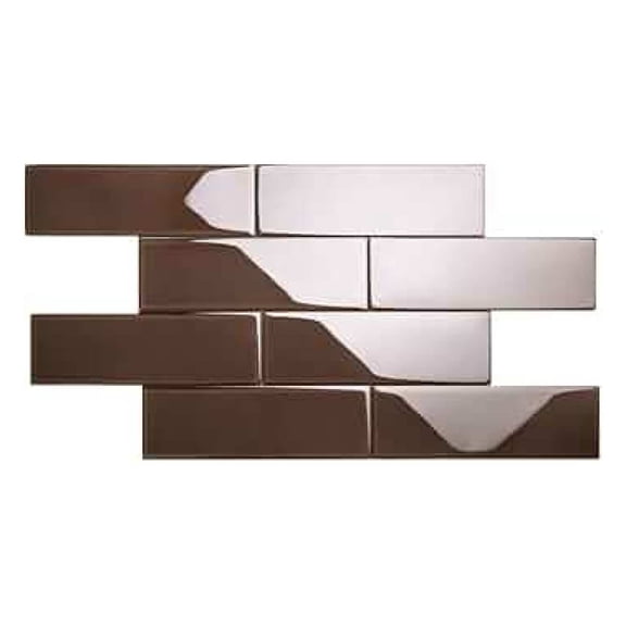 Glass Subway Backsplash Tile, 4x12, Classic Brown