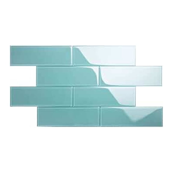 Glass Subway Backsplash Tile, 4x12, Teal