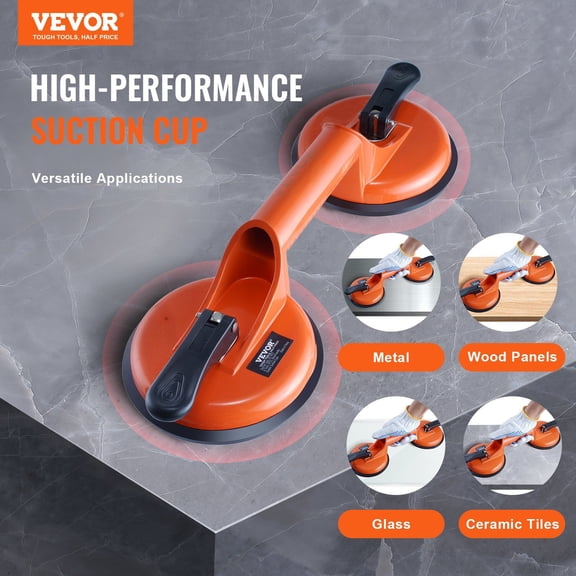 Glass Suction Cup,4.7"2 Pack 330 lbs Load Capacity,Vacuum Suction Cup with Aluminum Handle,Heavy Duty Industrial Suction Cup Lifter Tool for Glass,Granite,Tile,Metal,Wood Panel Lifting