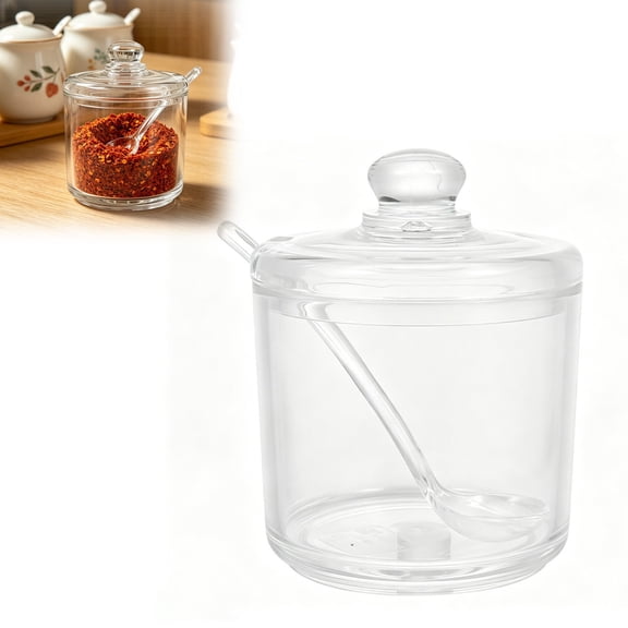 Glass Sugar Bowl Set, with Lid and Spoon for Serving, Crystal Candy Jar for Home Kitchen, Tabletop - 1 Pack