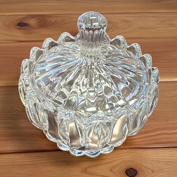 Crystal Glass Sugar Bowl with Lid, 8 oz Covered Glass Sugar Pot for Sugar, Candy, Sweetener, Salt & Spices, Decorative Container for Coffee Bar & Tea Station