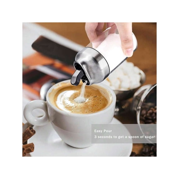 Glass Sugar Dispenser With Pour Spout, Weighted Pourer, Coffee Bar Accessories For Coffee, Tea And Baking