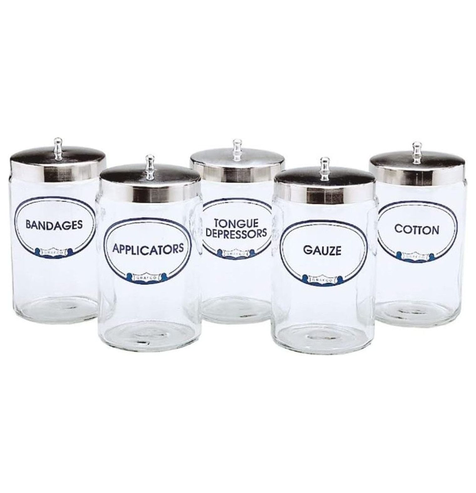 Glass Sundry Jars with Lids (Set of 5 Flint Glass Jars with Covers