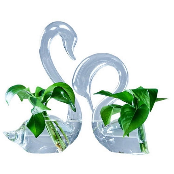 Glass Swan Flowers Vase Planter Pot for Wedding Decrations Table Centerpieces