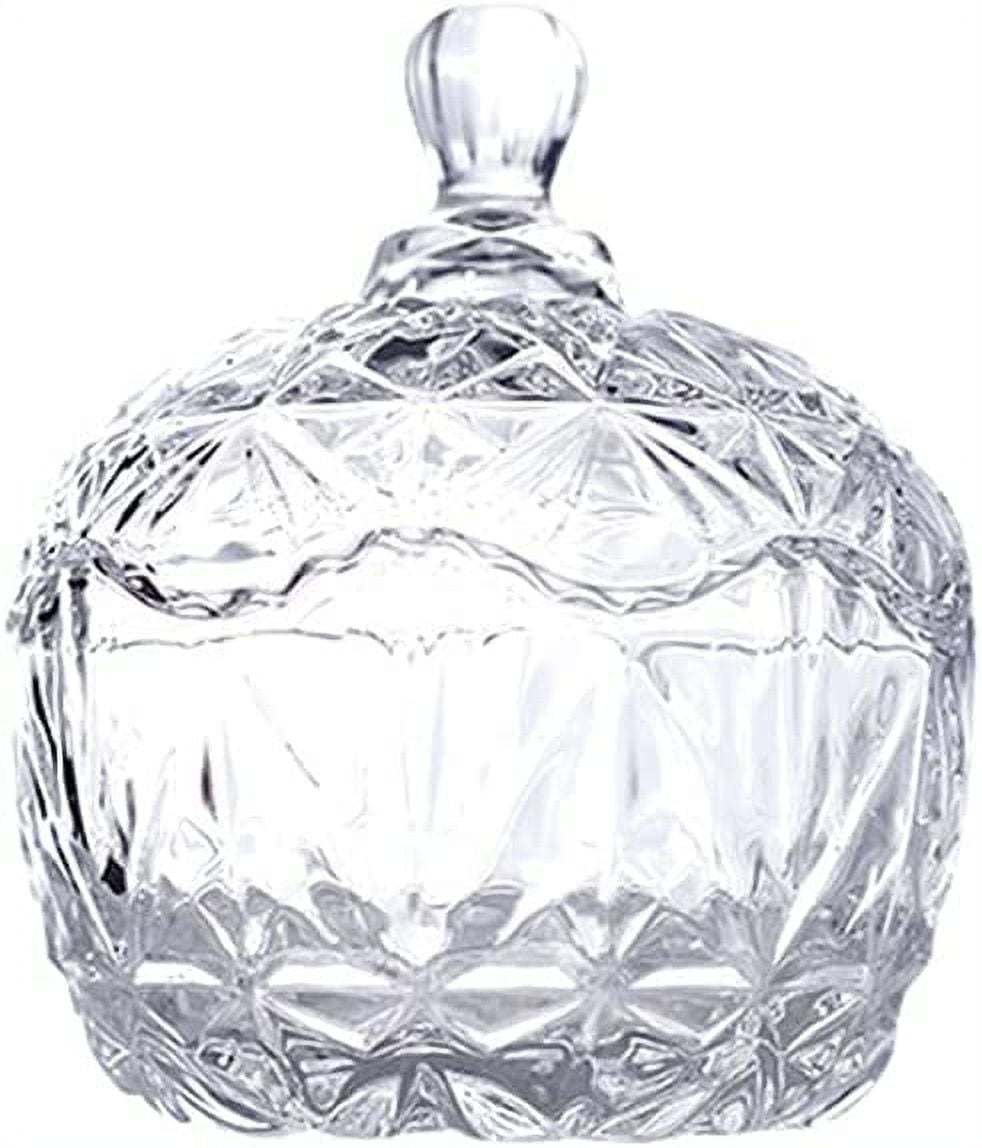 Glass Sweet Bowl Bonbon Candy Dish with Lid Crystal Effect Clear Glass