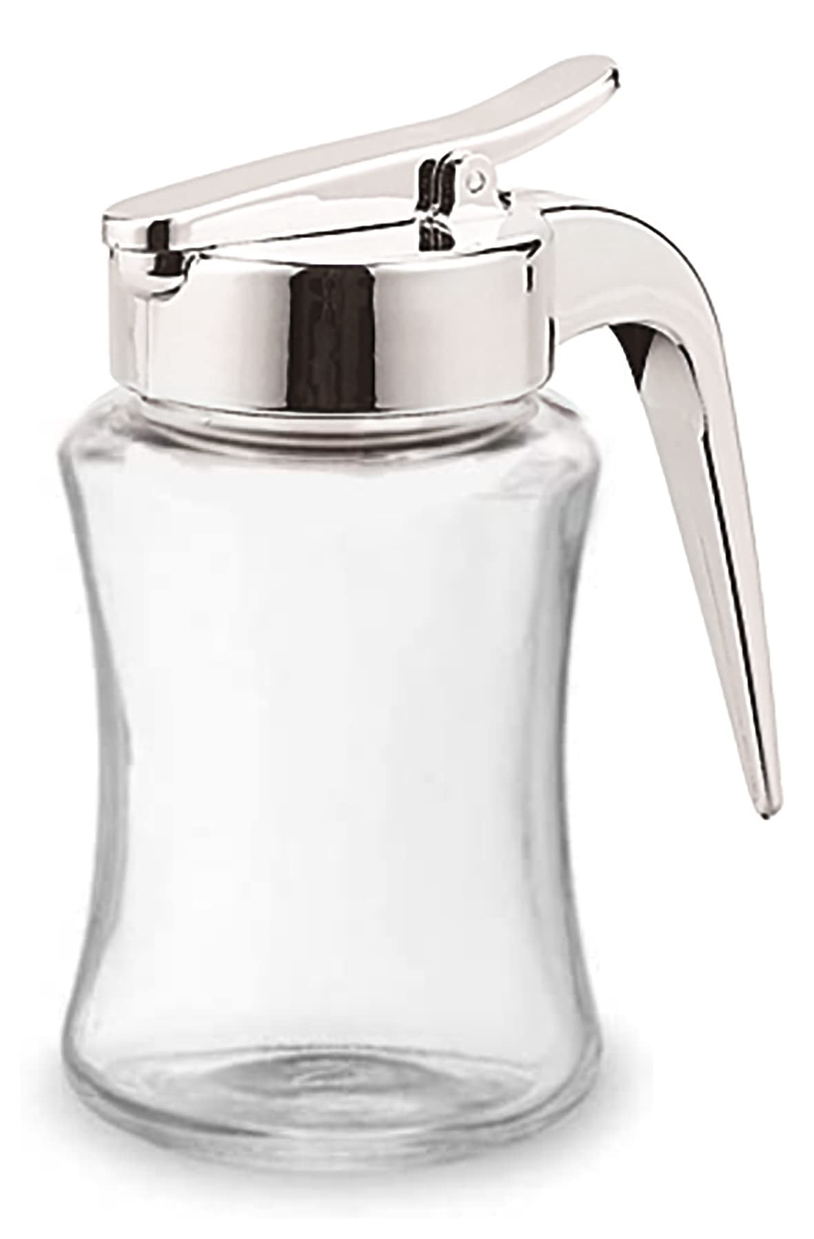 Glass Syrup Dispenser Bottle For Maple  Honey Pot Or Sugar Jar W/handle Shaker Pancakes Coffee Cereal Bowl Tea Pour Spout Lid Easy Spoon Measure 7.5oz Container Holder
