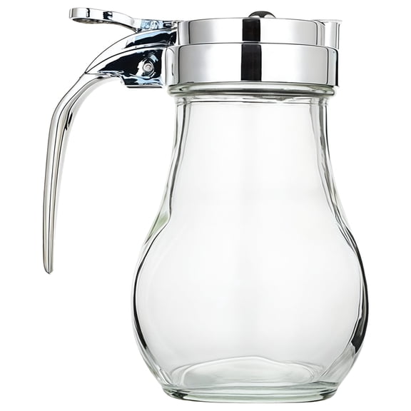 Glass Syrup Dispenser with Plastic Leak-Proof Lid, Glass Syrup Dispenser Bottle, Great Sauce and Syrup Organizer for Countertop, 3.2 x 3.2 x 4 in / 8 x 8 x 10 cm