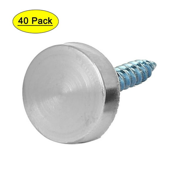 Glass Table 304 Stainless Steel Mirror Screws Cap Cover Nails 14mm Dia 40PCS