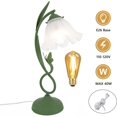 thumbnail image 1 of Glass Table Lamp Flower Table Lamp, E26 Green Bedside Lamp Reading Lamp Dining Table Lamp Green Glass Lamp Shade, Lamp Can be Compatible with LED Lamp, Halogen Lamp, Incandescent Lamp, 1 of 9
