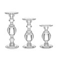 thumbnail image 1 of G Glass Taper and Pillar Baluster Stem Candlesticks Set of 3, Clear 11.5" 9.5" 7.5" for Dinner Table Wedding Party Home Decor Heavy Solid Glass Holder Votive Stand Large Tall Long, 1 of 6