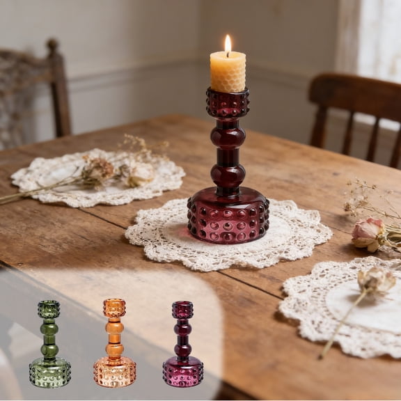 Glass Taper Candle Holder Tall Clear Crystal Glass Candlestick for Dining Room Table Centerpiece, Living Room Decor, Fits Tealight and LED Candles