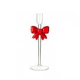 thumbnail image 1 of Glass Taper Candle Holders with Bow, Set of 1 Clear Christmas Candle Sticks for Table Centerpiece, Elegant Holiday Decor(B), 1 of 6