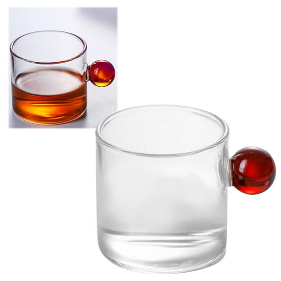 Glass Tea Cup Mini Pitcher Milk Creamer Coffee Jar Glass Heatable Pot Saucepan Server Dipping Bowls With Handle/ High Borosilicate Glass Water Cup Red