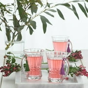 Glass Tea Cups Set with Handle, Clear Coffee Mugs Set of 6, Vintage Crystal Design, 5.25 oz 150 Cc