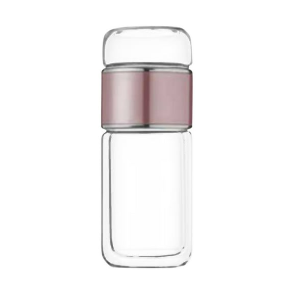 Glass Tea Infuser Bottle, Portable Glass Drinking Jar, Double Wall Tea Bottle, Clear Water Bottle, Tea Glasses with Infuser for Hot Cold Water Tea Coffee