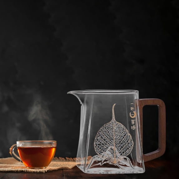 Glass Tea Kettle with Infuser | Borosilicate Heat-Resistant Teapot | Strainer | Ergonomic Wood Handle | Drip-Free Spout | 32 oz Loose Leaf Tea Maker | Easy Clean, Dishwasher | Clear Durable Design