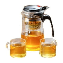 Glass Tea Pot with Infuser - One-Click Separation, Borosilicate Glass - for Precise Brewing, Anti-Scald Handle, Home/Entertaining