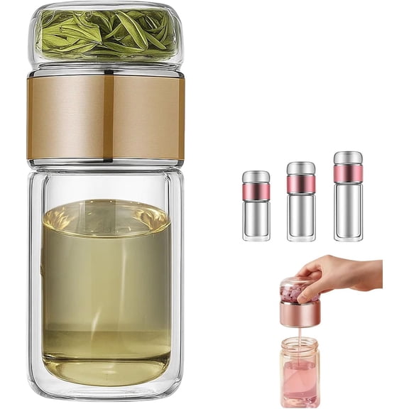 Glass Teapot – 3-in-1 Smart Tea Infuser with Double-Layer Filtration, Borosilicate Glass & Stainless Steel, Inverted Brewing Design for Hot & Cold Beverages, Home Tea Brewing Gift Set