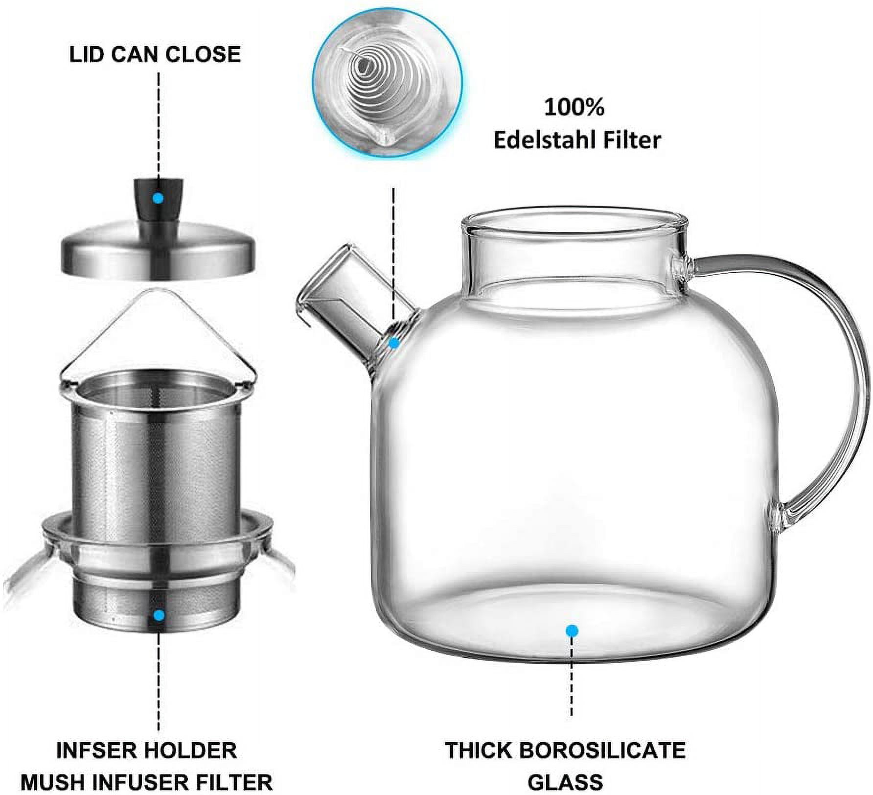 Glass Teapot, 900ML Stovetop Safe Tea Kettle with Borosilicate Glass