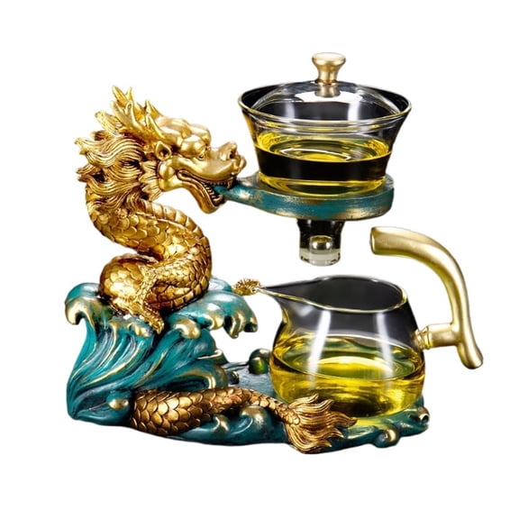 Glass Teapot Set, Heat-resistant Glass Tea Set, Semi-automatic with Infuser Teapots, Lazy Kungfu Teapot, For Tea Preparation in the Home Office Teapot