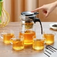 thumbnail image 1 of Glass Teapot Set One Touch Tea Maker, Tea pot with 4 Tea Cups and Removable Strainer for Loose Tea, Smart Teapot for Tea Lover Gifts 750ML/25.36 oz, 1 of 7