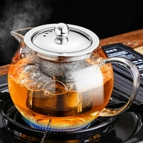 Glass Teapot Stovetop 50 OZ/1500ml, Tea pot with Removable 18/8 Stainless Steel Infuser, Borosilicate Clear Tea Kettle, Teapot Blooming and Loose Leaf Tea Maker Tea Brewer for Camping, Travel