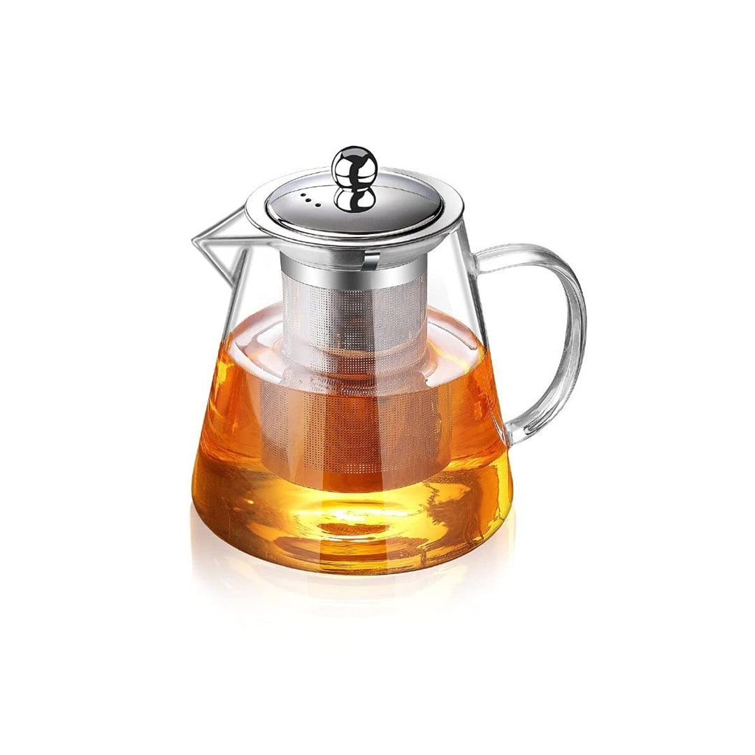 Popward Glass Teapot With Wooden Lid & Handle, 18oz...