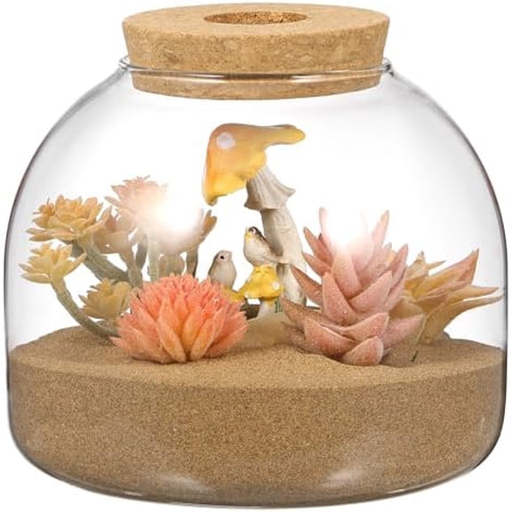 Glass Terrarium Jar with Airtight Wood Stopper for Hydroponic Plants Succulent Planter Moss and  Landscape Container 5.90 Inch Clear Glass Vase$$Garden & Patio
