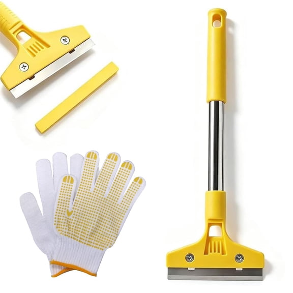 Glass Tile Adhesive Remover Shovel, Detachable Wide Blade Long-Handled Window Scraper, Wide Blade Razor Scraper with Extended Handle for Glass, Tile and Floor Surfaces