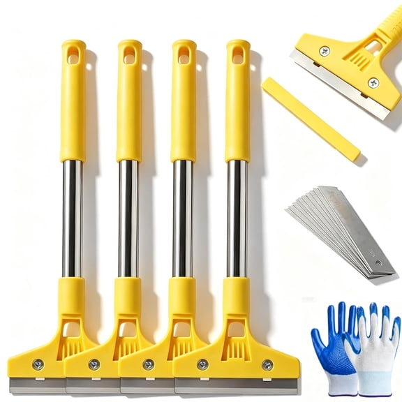 Glass Tile Adhesive Remover Shovel, Multi-Purpose Razor Blade Scraper Tool, Wide Window Scraper with Extended Handle