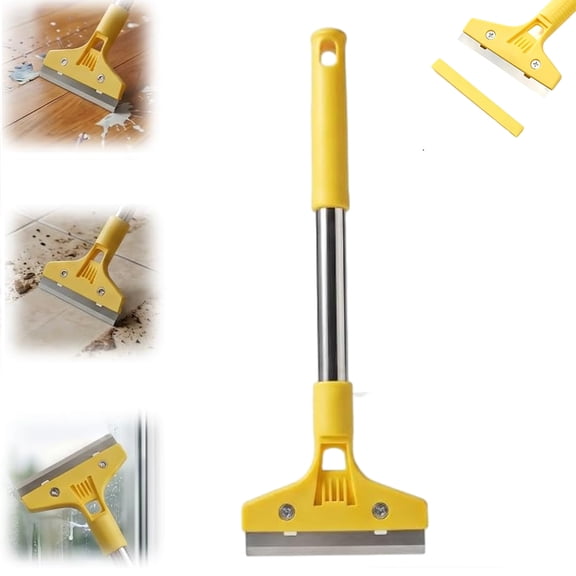 Glass Tile Adhesive Remover Shovel, Wide Blade Razor Scraper with Extended Handle, Long Window Cleaning Scraper for Glass Tile and Floor Surfaces, Shower Scraper and Wallpaper Removing Tool(1PC)