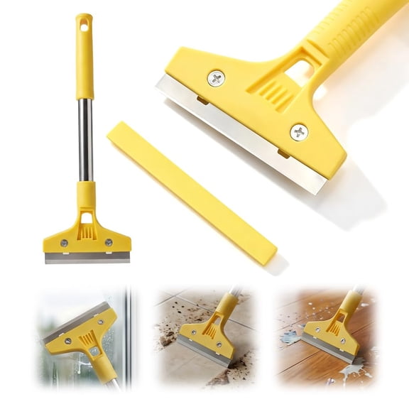 Glass Tile Adhesive Remover Shovel, Wide Blade Razor Scraper with Extended Handle, Long Window Cleaning Scraper for Glass Tile and Floor Surfaces
