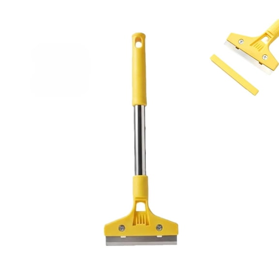 Glass Tile Adhesive Remover Shovel, Window Squeegee Cleaner Tool, Wide Blade Razor Scraper with Extended Handle, Household Cleaning Shovel, Easy to Use, Adhesive Remover for Various Surfaces