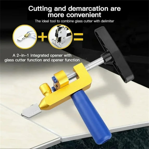 Glass Tile Cutter, Glass Tile Cutter Tool Kit with 2 in1 Handheld Hard Alloy Tile Opener, Blades, Pads, Professional Ceramic Glass Breaking Pliers Set for DIY Home Glass & Tile Cutter