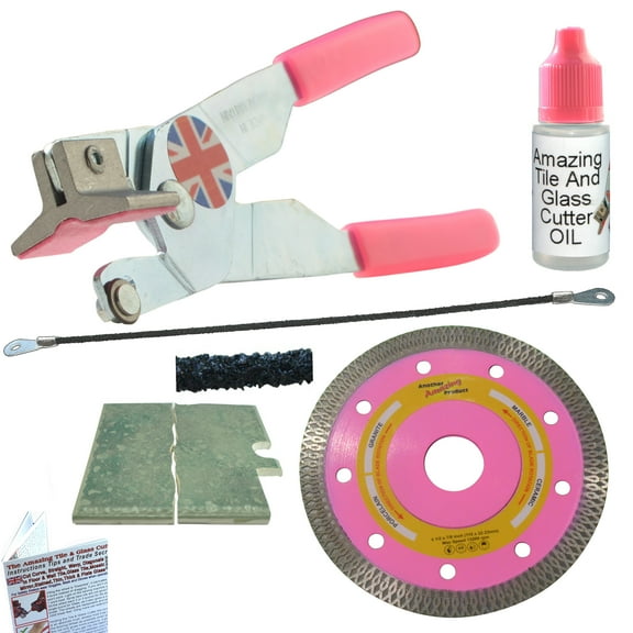 Glass and Tile Cutter Kit 1 Ceramic Tile Cutter 4 1/2 in Diamond Grinder Blade for Corner Cuts and Box Cut Outs in Porcelain Tile Round Hacksaw Tile Saw Blade For Cutting Notches in Ceramic Wall Tiles