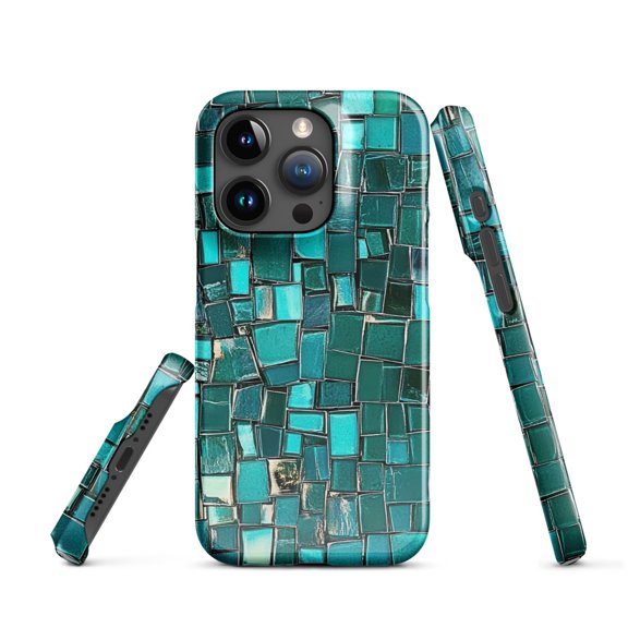 Glass Tile Effect Print Cell Phone Case, Teal Snap case for iPhone® (iPhone 15 Pro)