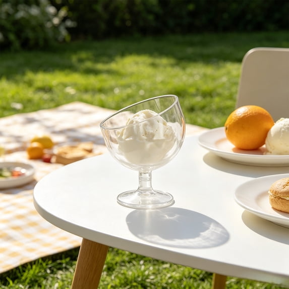 Glass Tilted Dessert Cup Clear Ice Cream Bowl Parfait Candy Serving Party
