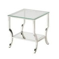 thumbnail image 1 of Glass Top End Table with Mirrored Bottom Shelf Clear and Silver - Saltoro Sherpi, 1 of 5