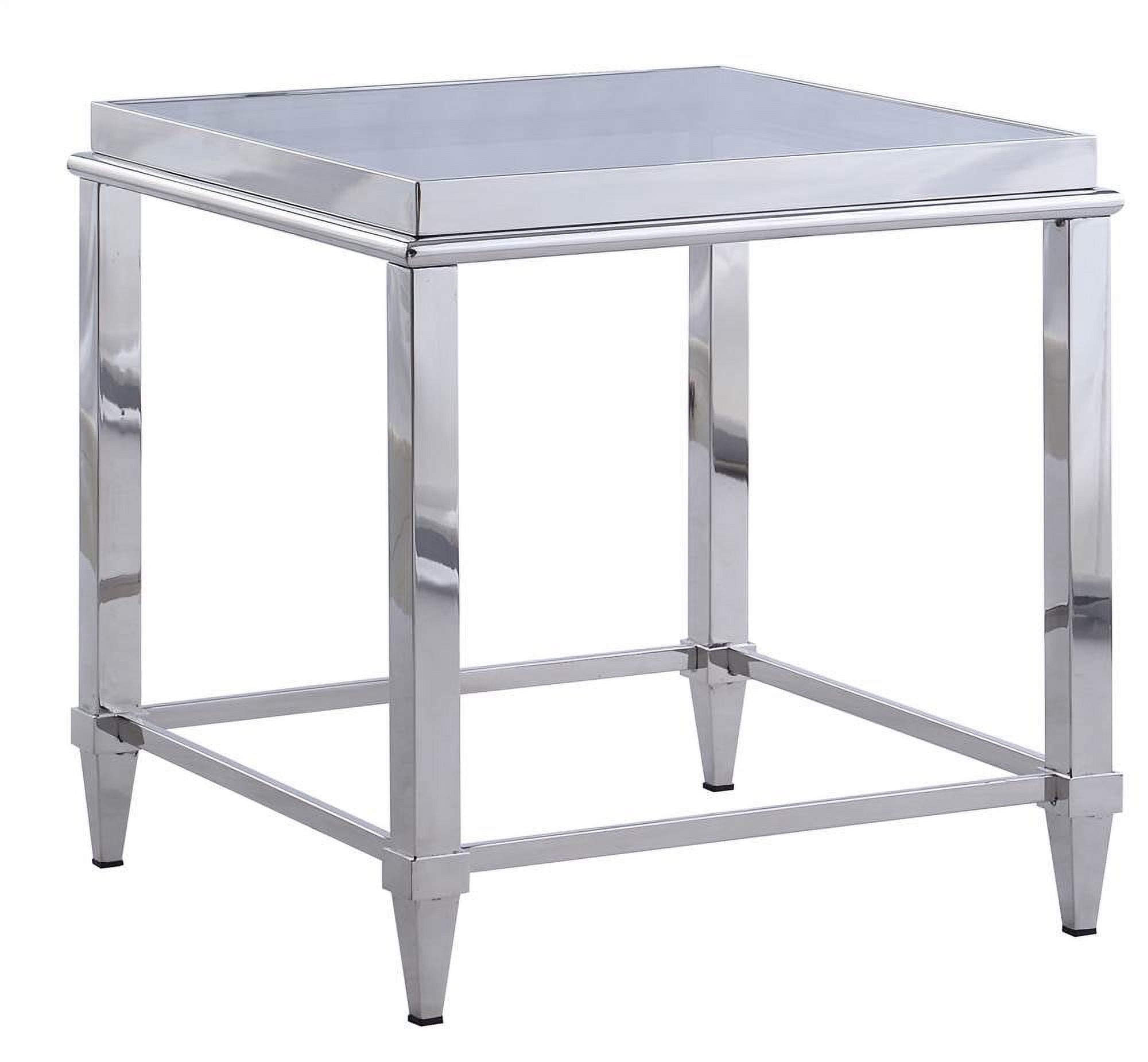 Glass Top Lamp Table in Silver