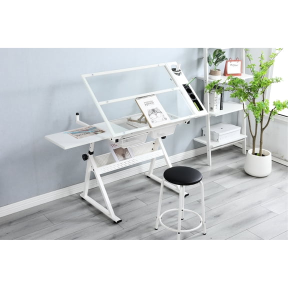Glass Top - Slide - up Pencil Ledge for Convenience - Sketching and Designing - Access Pencils Easily