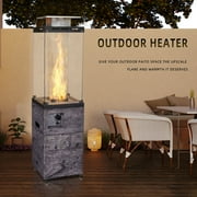 Glass Top + Terrafab Base Fire Heater Internal Gas Tank KD Column