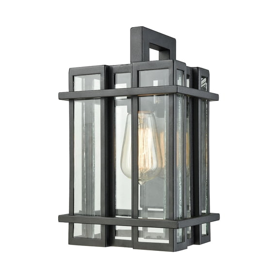 Glass Tower 1 Light Outdoor Wall Sconce In Matte Black With Clear Glass