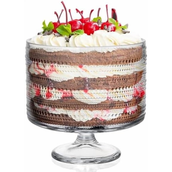 Glass Trifle Bowl, 110oz Trifle Bowl with Pedestal, Trifle Serving Dish for Salad, Dessert, Fruit$$Home Decor, Kitchen, & Other