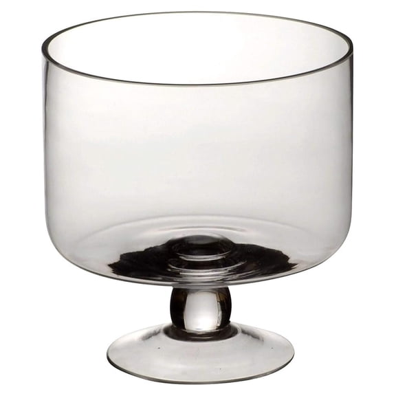 Glass Trifle Bowl with Classic Modern Design, Clear | For Round Dessert - Cakes, Pastries, - Versatile for Mixing Ingredients, Salad and Yogurt | Dishwasher Safe