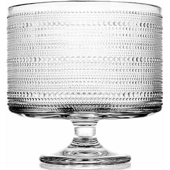 Glass Trifle Bowl with Pedestal, 3.43qt Footed Dessert Stand, Vintage Centerpiece Bowl for Layered Cakes, Fruits, Salad (Raindrop Pattern)$$Home Decor, Kitchen, & Other